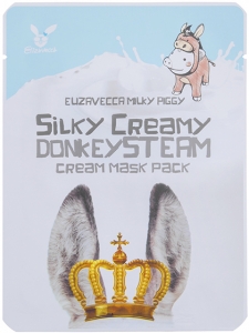 Elizavecca~Тканевая маска с паровым кремом из молока ослиц~Silky Creamy Donkey Steam Cream Mask Pack