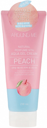 Welcos~Питательный крем-гель для тела с персиком~Around Me Natural Perfume Vita Aqua Gel Cream Peach