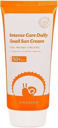 Enough~Солнцезащитный крем с муцином улитки~Intense Care Daily Snail Sun Cream SPF50+ PA+++