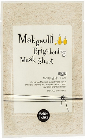 Holika Holika~Тканевая маска с экстрактом рисового вина Макголли~Makgeolli Brightening Mask Sheet