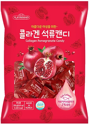 Ilkwang~Курс карамельных леденцов с коллагеном и соком граната (Корея)~Collagen Pomegranate Candy